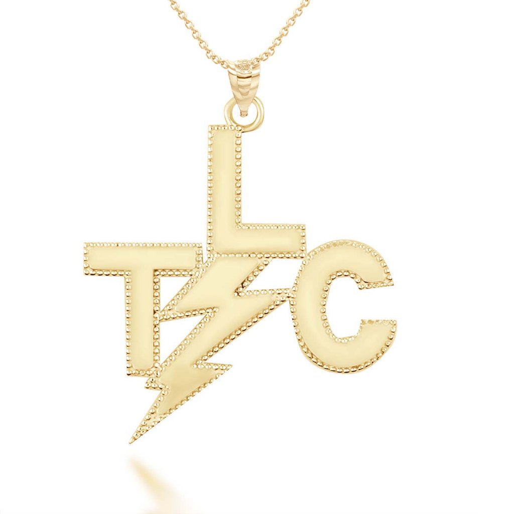 Solid 10k Gold Tender Loving Care Tlc Lighting Pendant Necklace 422$